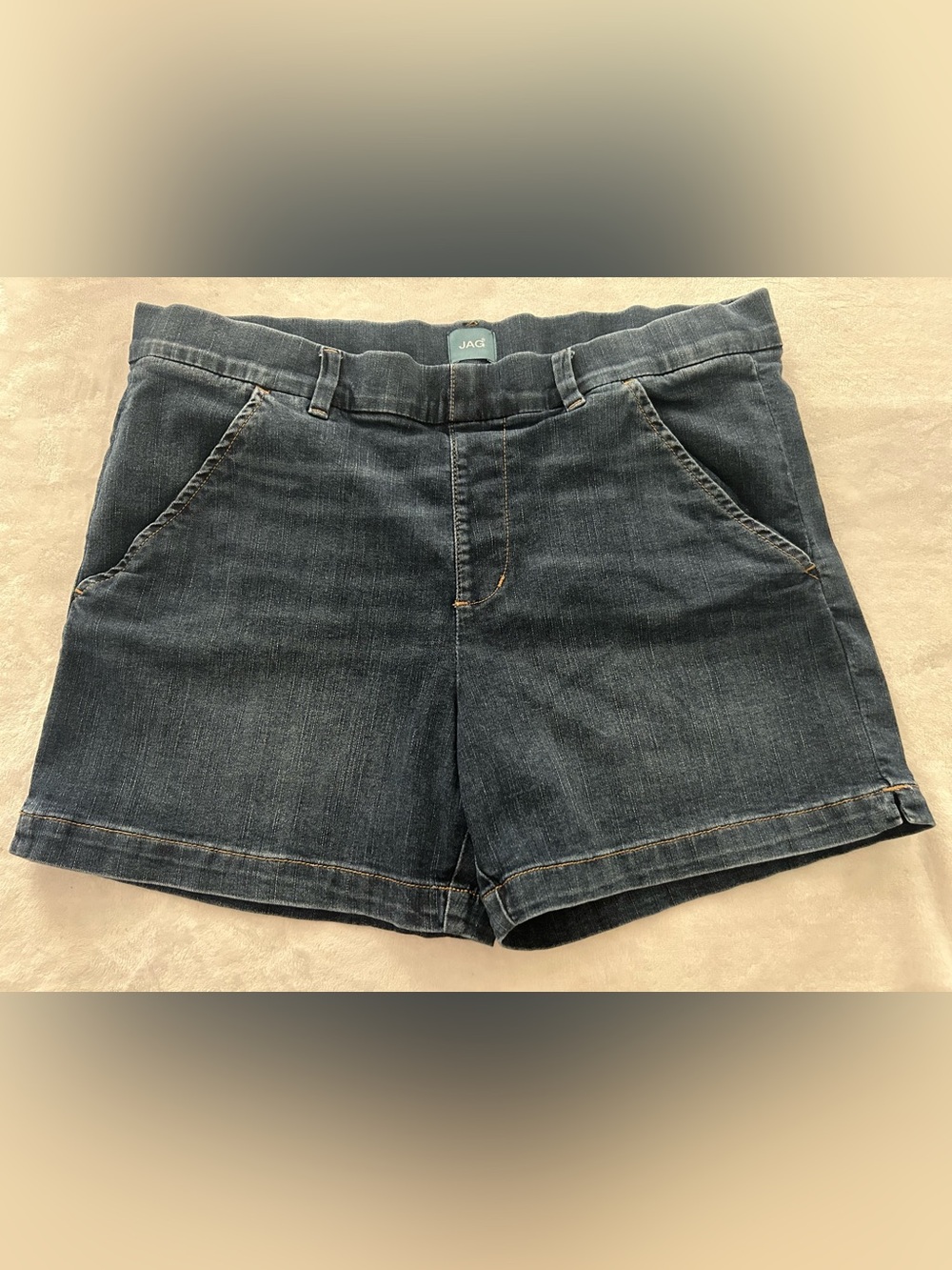 JAG Dark Blue Denim High-Rise Stretch Maddie 5” Shorts Women’s Size 16